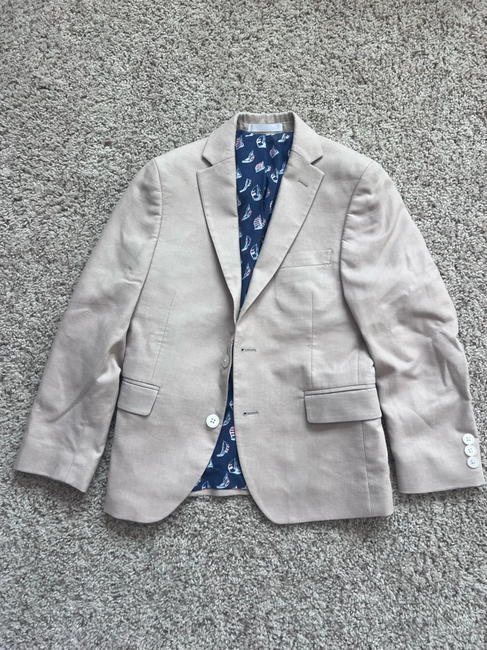 Ralph Lauren Beige Blazer with Navy Nautical Lining